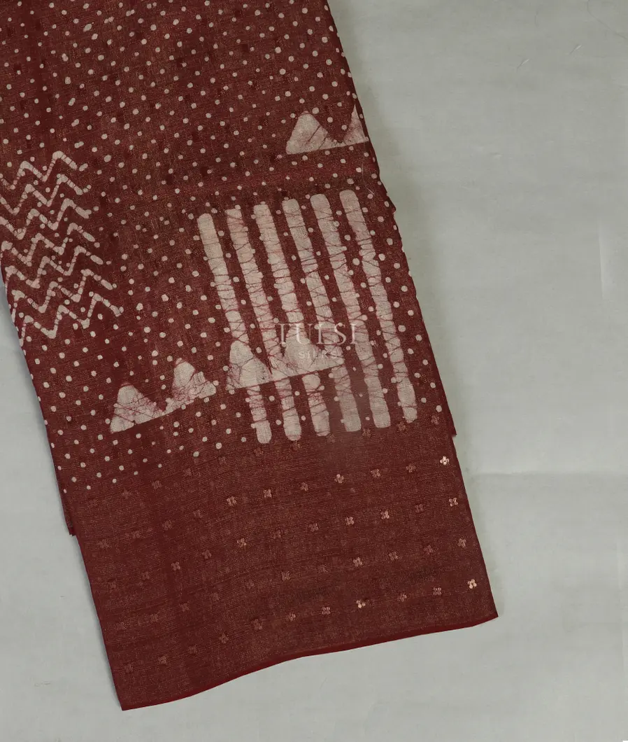 Brown Tissue Linen Printed Saree T417421-image