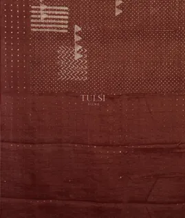 Brown Tissue Linen Printed Saree T4174214