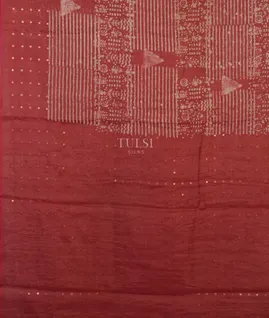 Red Tissue Linen Printed Saree T4004014