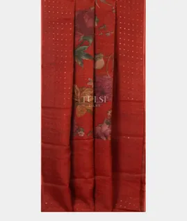 Red Tissue Tussar Printed Saree T4503462