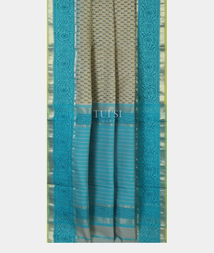 Grey Maheshwari Printed Cotton Saree T4280532