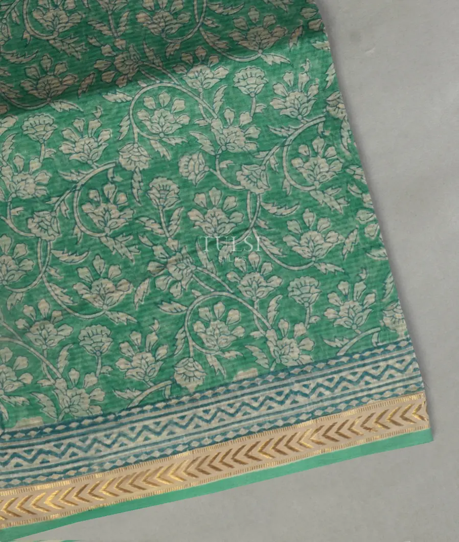 Green Maheshwari Printed Cotton Saree T451110-image