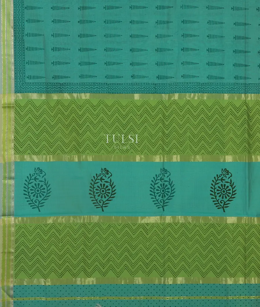 Green Maheshwari Printed Cotton Saree T4280504
