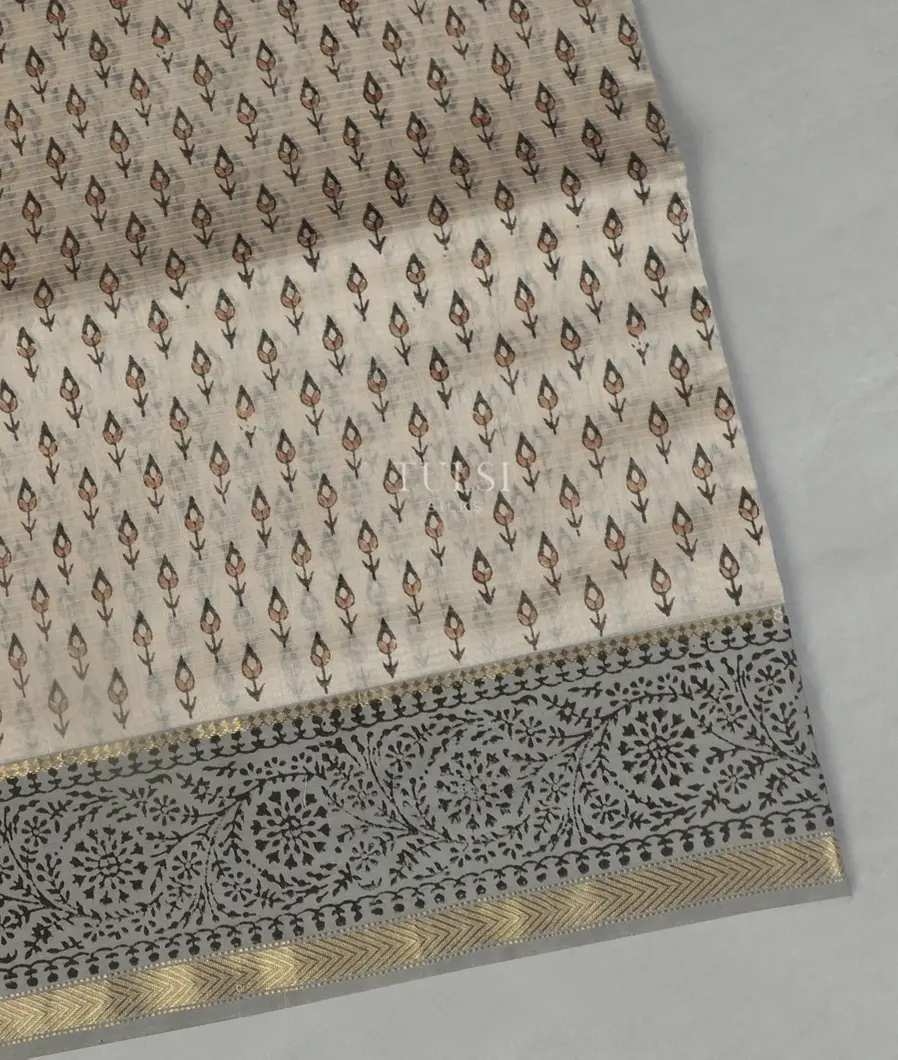 Grey Maheshwari Printed Cotton Saree T451143-image