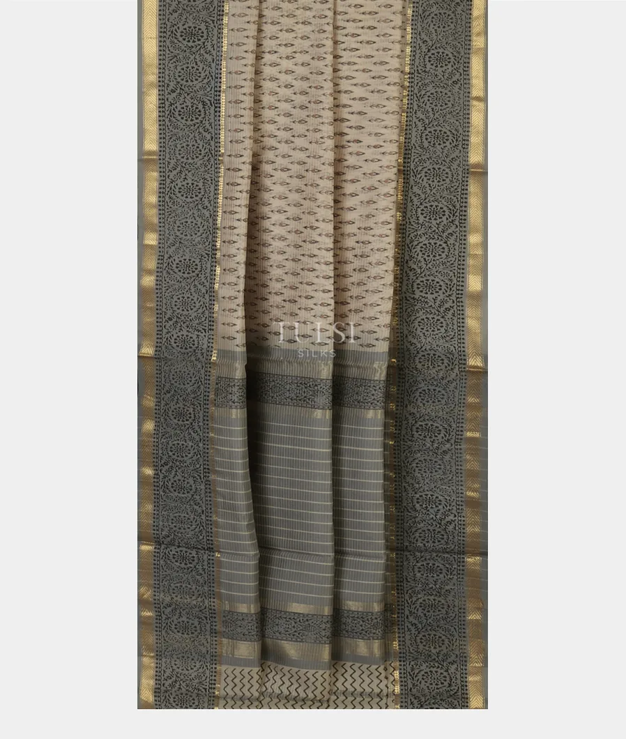 Grey Maheshwari Printed Cotton Saree T4511432