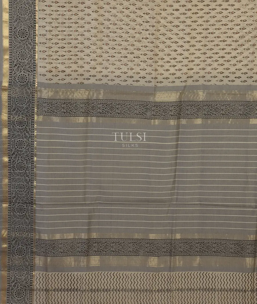 Grey Maheshwari Printed Cotton Saree T4511434