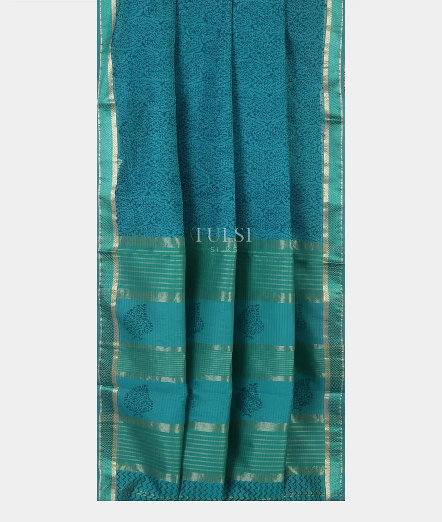 Blue Maheshwari Printed Cotton Saree T4280412