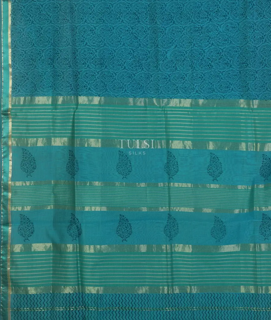 Blue Maheshwari Printed Cotton Saree T4280414