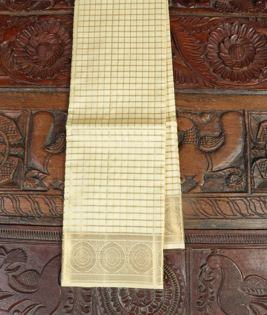 Cream Handwoven Kanjivaram Silk Dupatta T360688-image