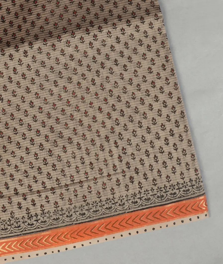 Grey Maheshwari Printed Cotton Saree T451111-image