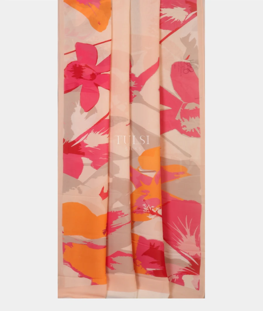 Peach Crepe Silk Saree T3248942