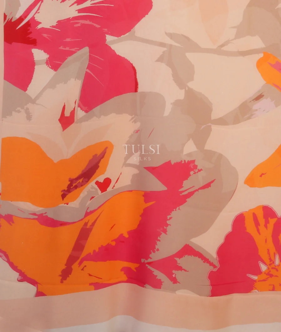 Peach Crepe Silk Saree T3248944