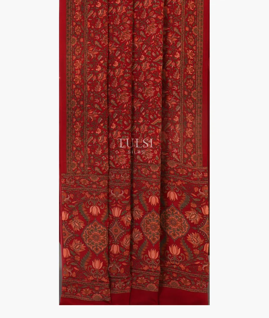 Red Georgette Silk Saree T4736712