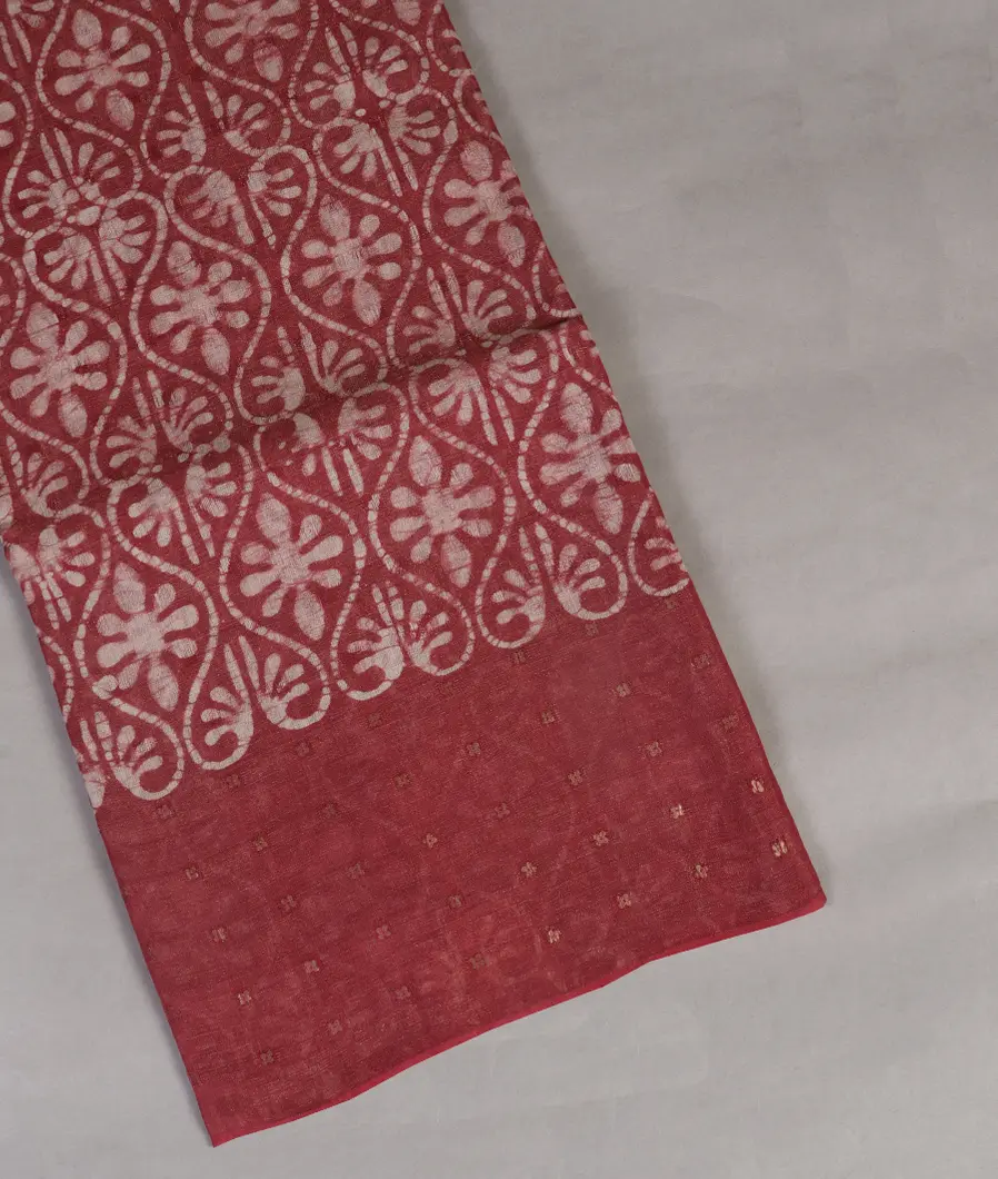 Light Red Tissue Linen Printed Saree T363609-image