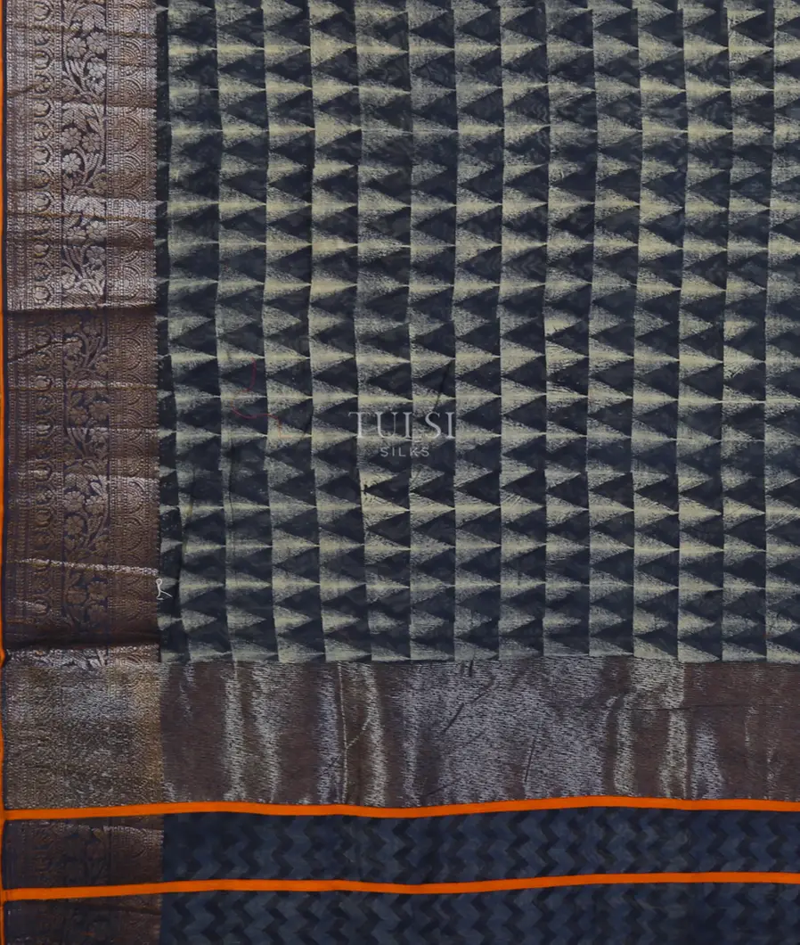 Midnight Blue Soft Printed Cotton Saree T4760954