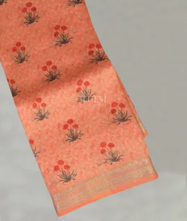 Peach Linen Printed Saree T4739001