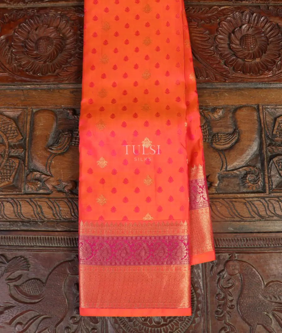 Orangish Pink Soft Silk Saree T430002-image
