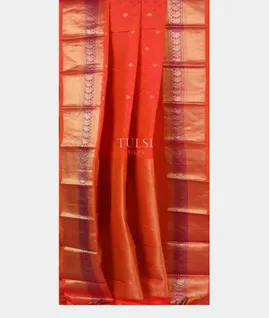Orangish Pink Soft Silk Saree T4300022