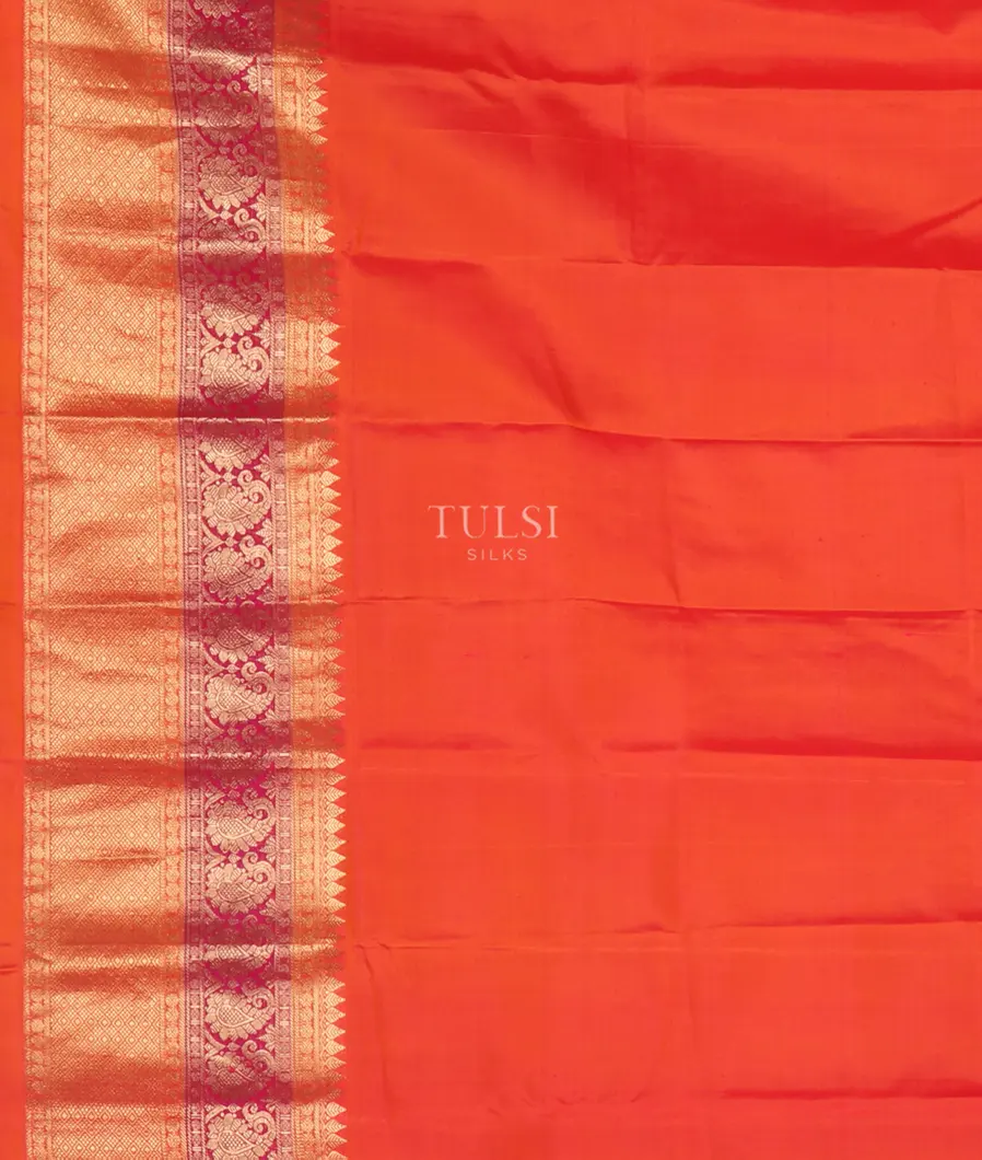 Orangish Pink Soft Silk Saree T4300023