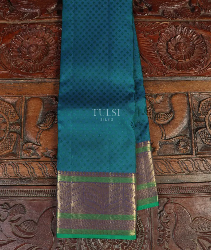 Peacock Blue Soft Silk Saree T437255-image