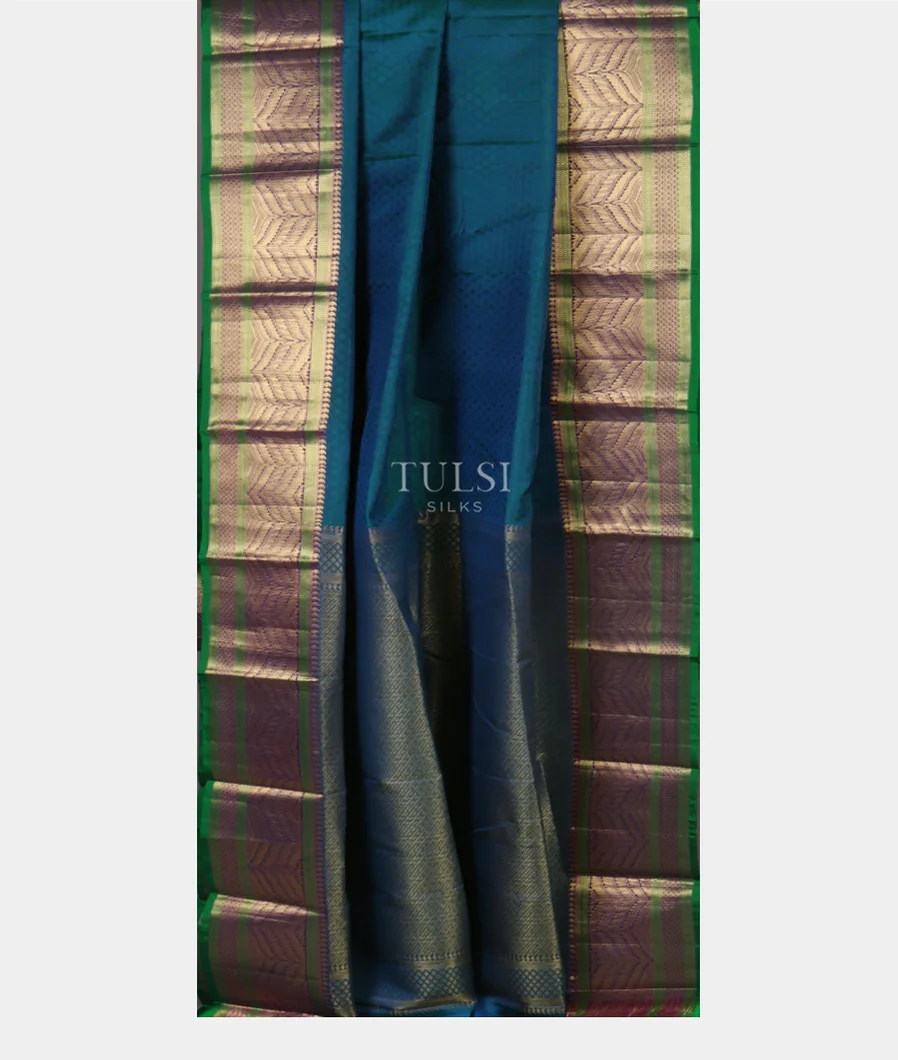 Peacock Blue Soft Silk Saree T4372552