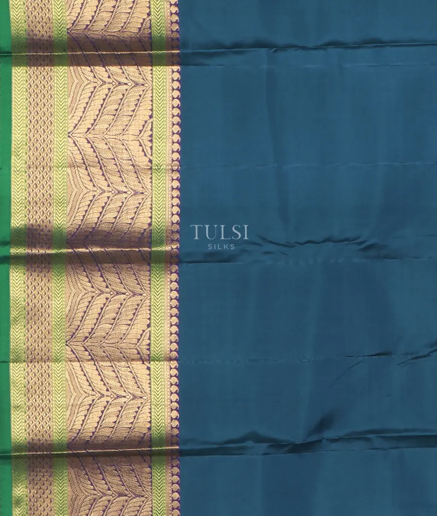 Peacock Blue Soft Silk Saree T4372553