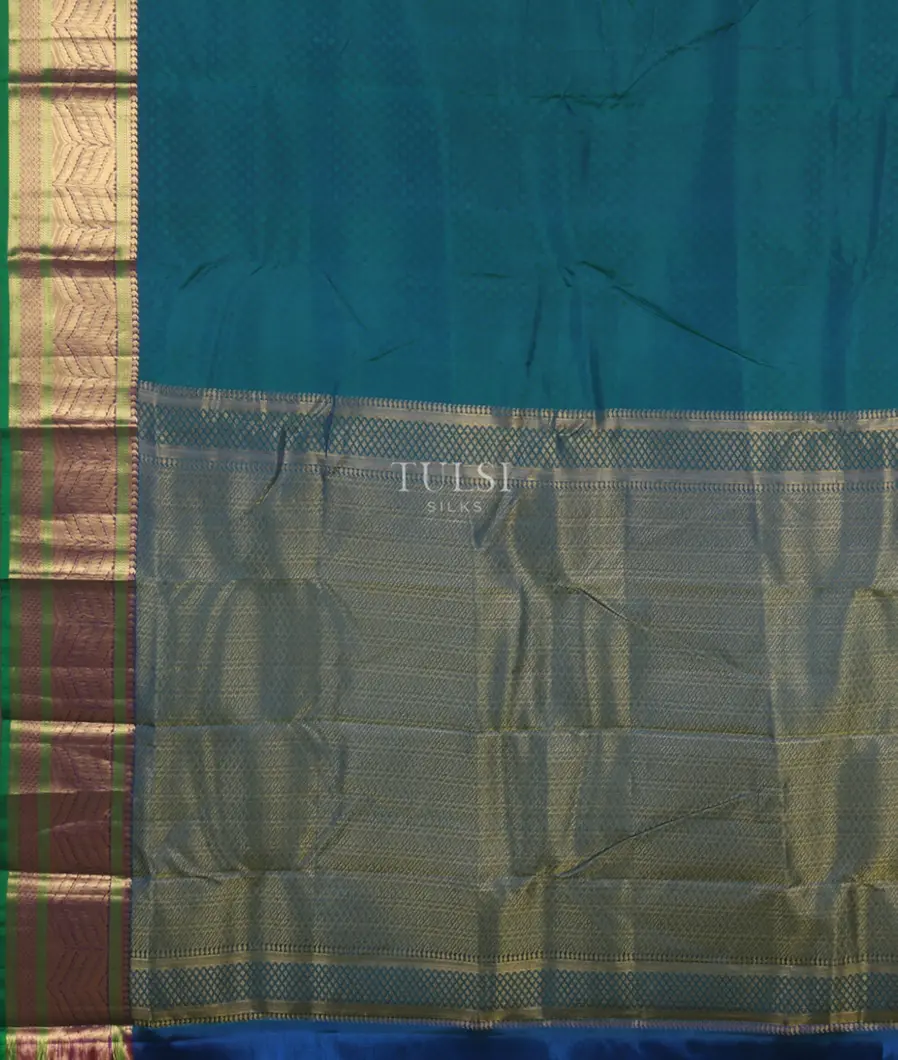 Peacock Blue Soft Silk Saree T4372554
