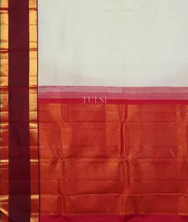 White Handwoven Kanjivaram Silk Saree T4482764