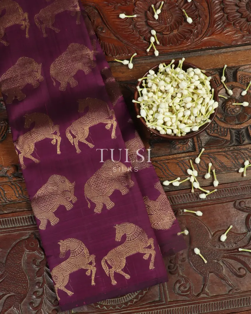 Purple Handwoven Kanjivaram Silk Saree T478439-image