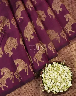 Purple Handwoven Kanjivaram Silk Saree T4784392