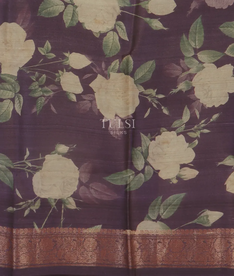 Purple Banaras Tussar Georgette Saree T4787983