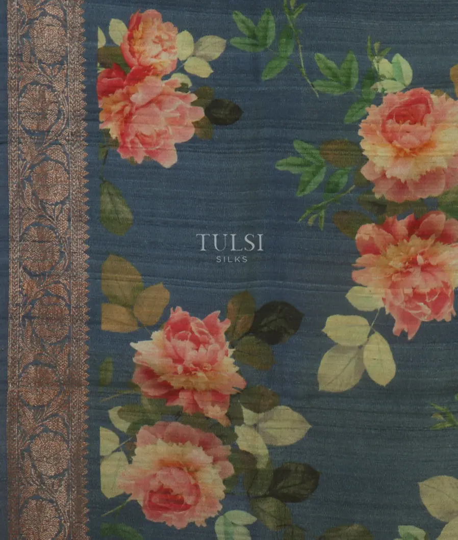 Blue Banaras Tussar Georgette Saree T4787933