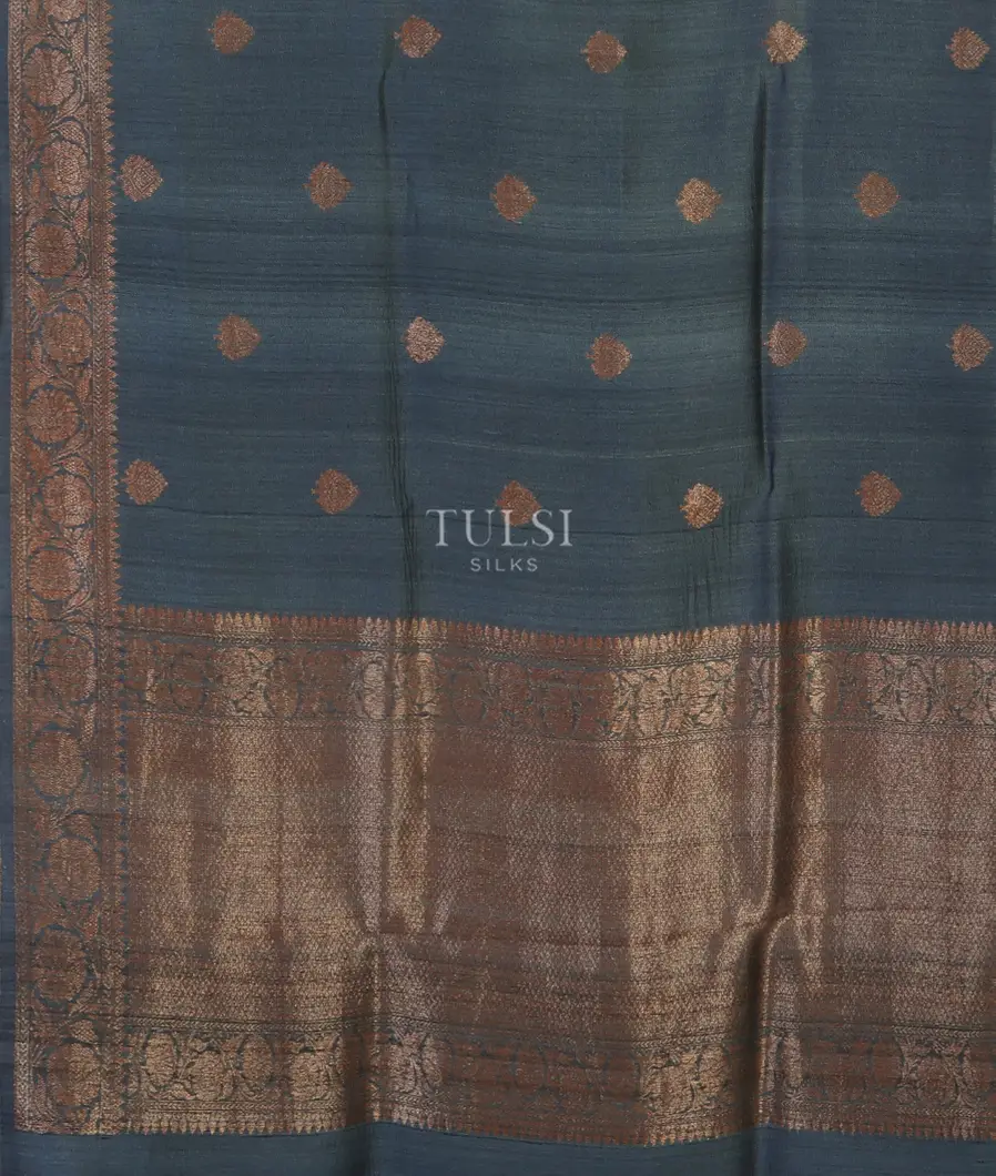 Blue Banaras Tussar Georgette Saree T4787934