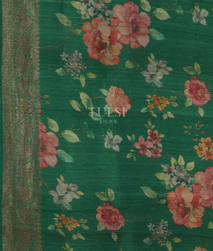 Green Banaras Tussar Georgette Saree T4787913