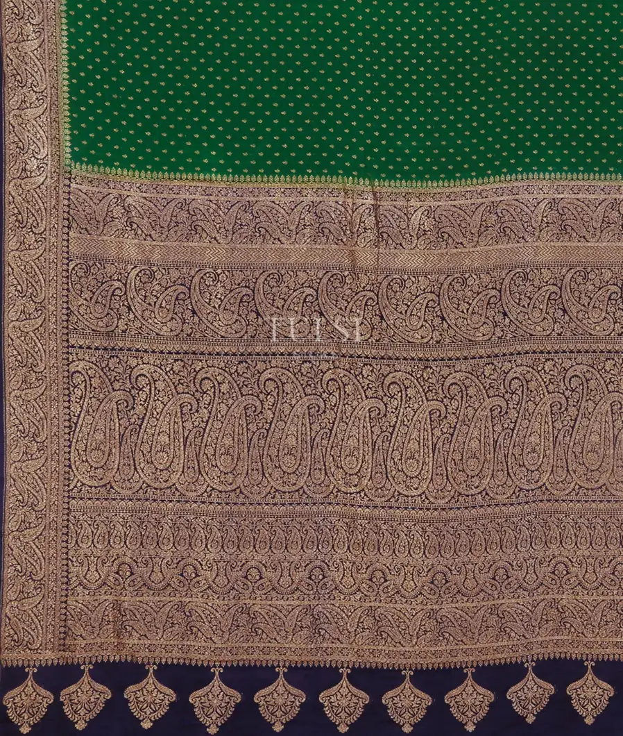 Green Crepe Silk Saree T4596204