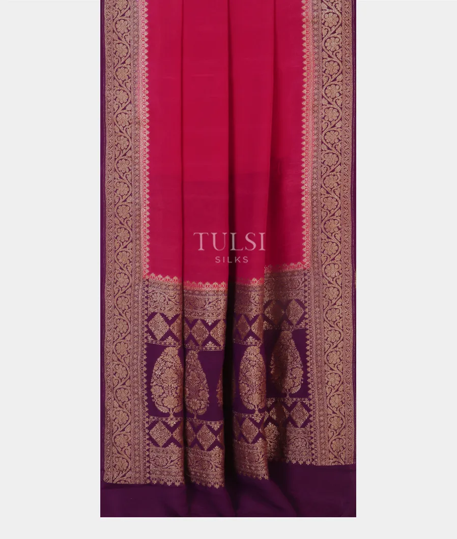 Magenta Crepe Silk Saree T4394222