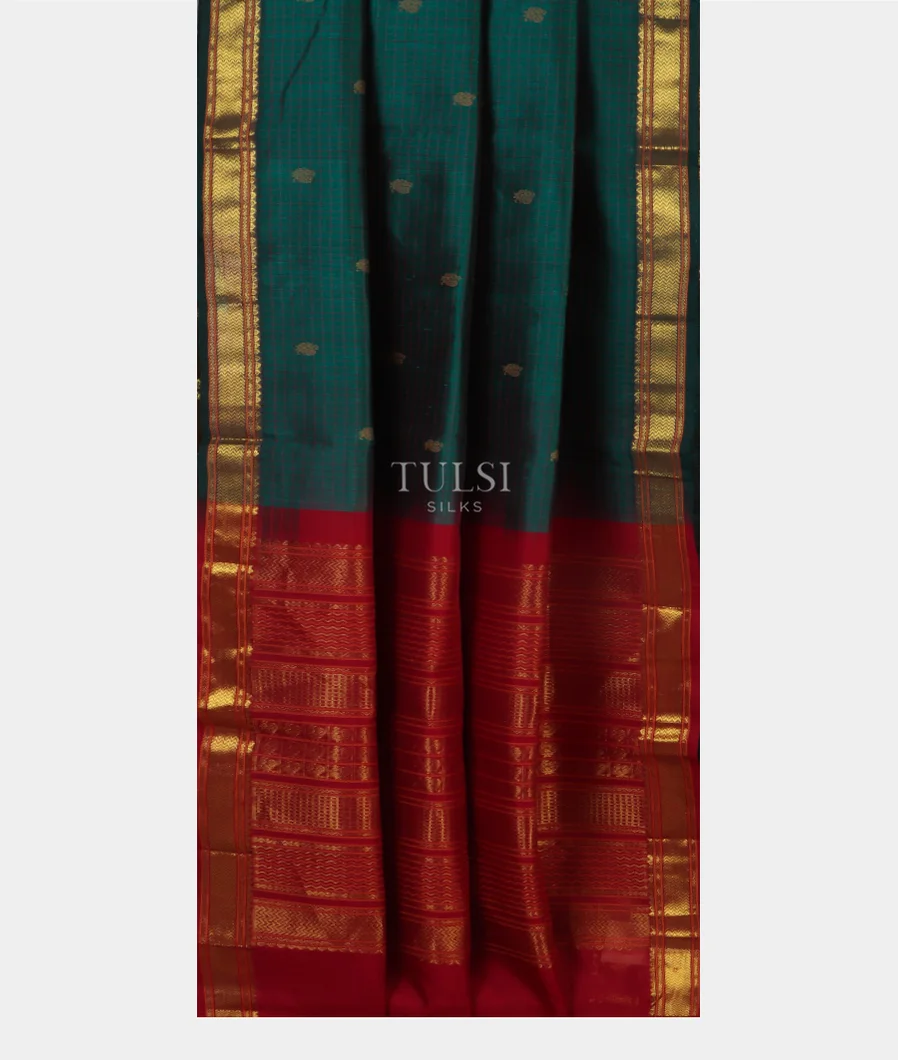 Peacock Blue Silk Cotton Saree T4790902
