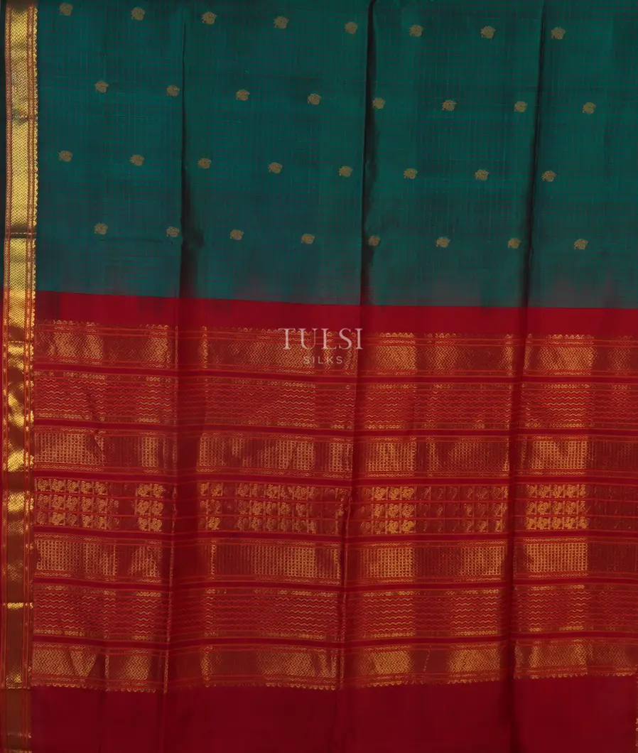 Peacock Blue Silk Cotton Saree T4790904