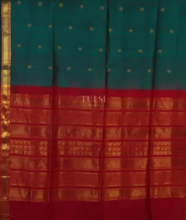 Peacock Blue Silk Cotton Saree T4790904