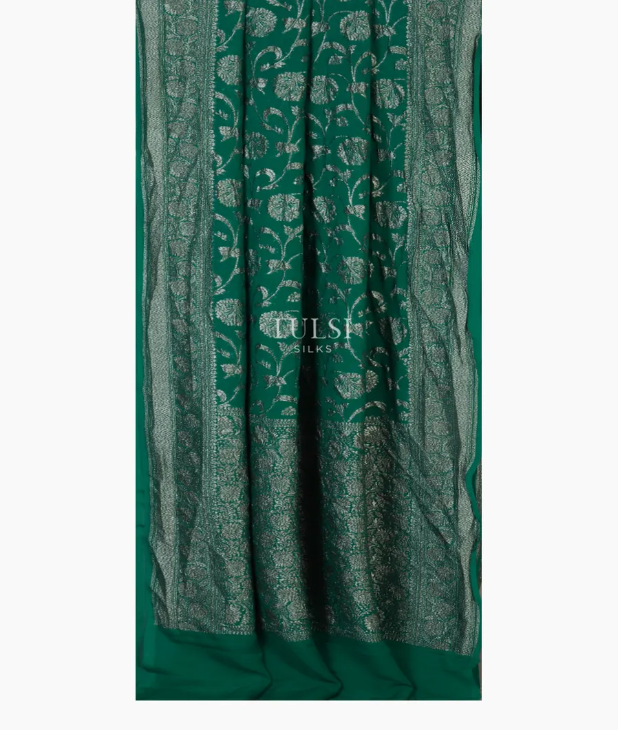 Green Banaras Georgette Silk Saree T4291482