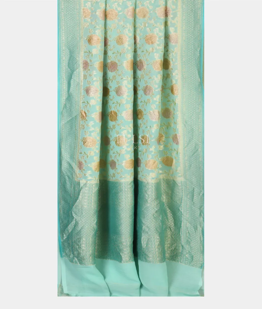 Blue Banaras Georgette Silk Saree T4596802