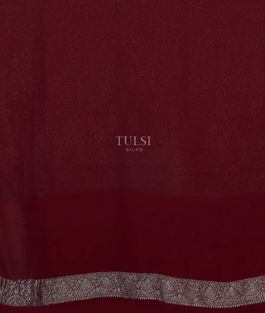 Burgundy Banaras Georgette Silk Saree T4475323