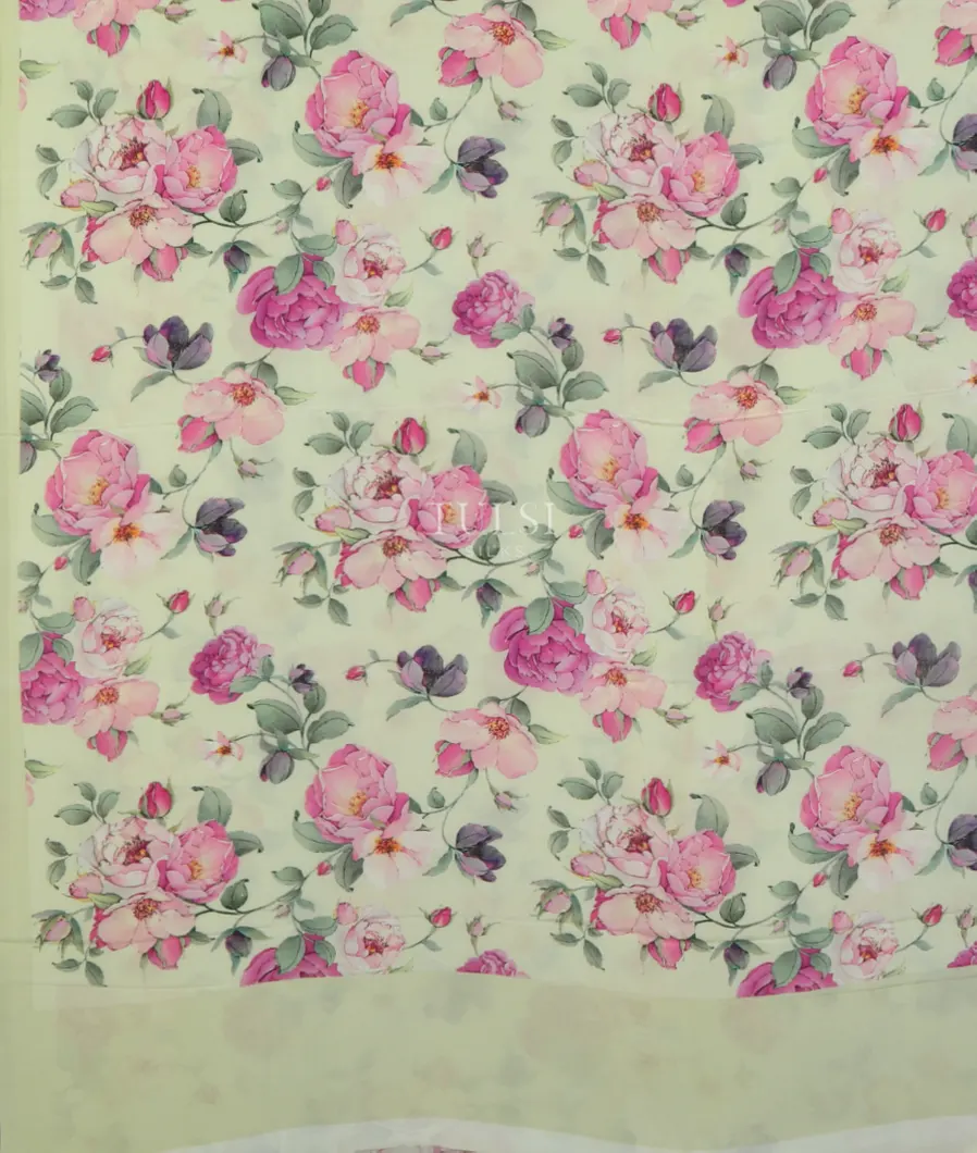 Light Green  Satin Crepe Silk Saree T4736934