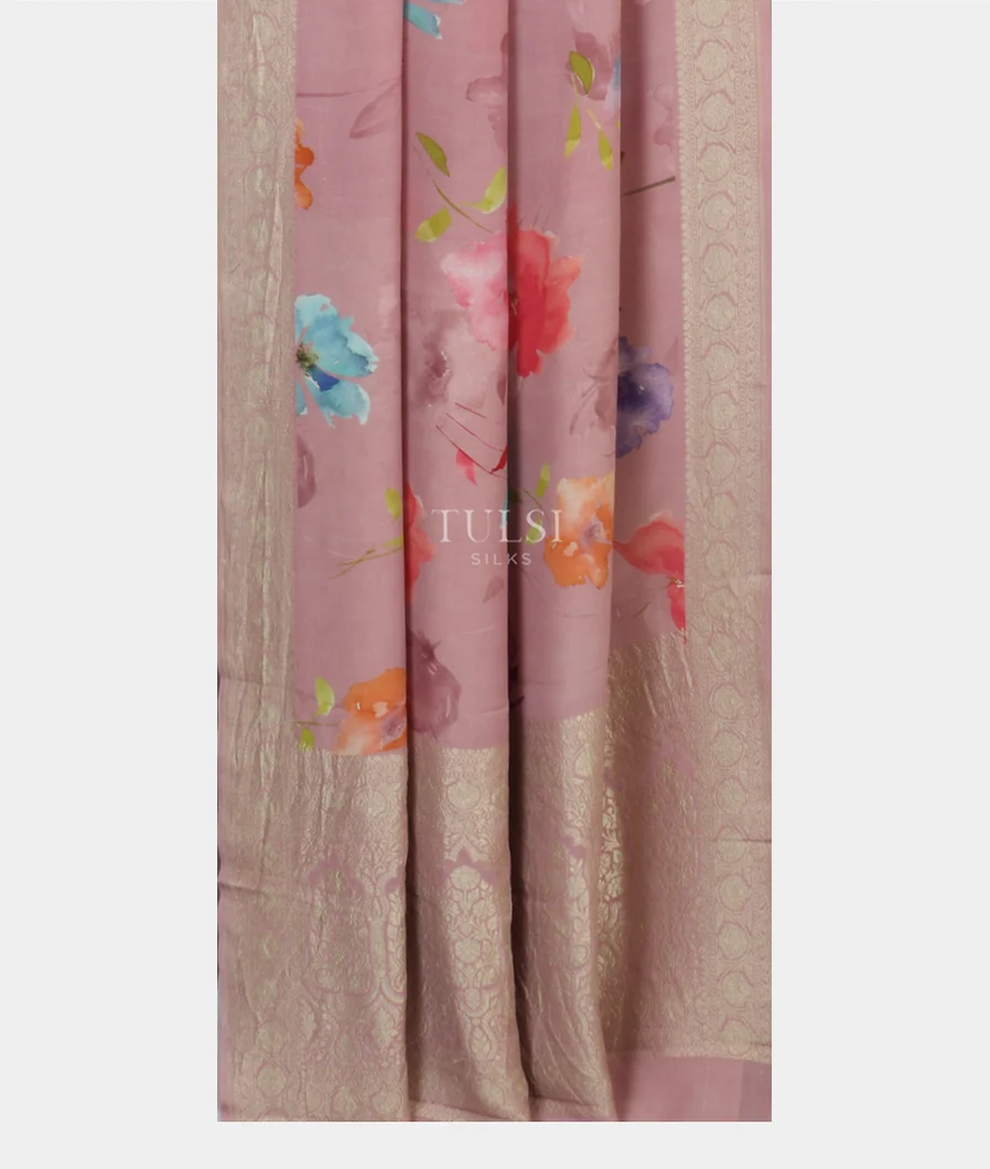 Pink Georgette Silk Saree T4304192