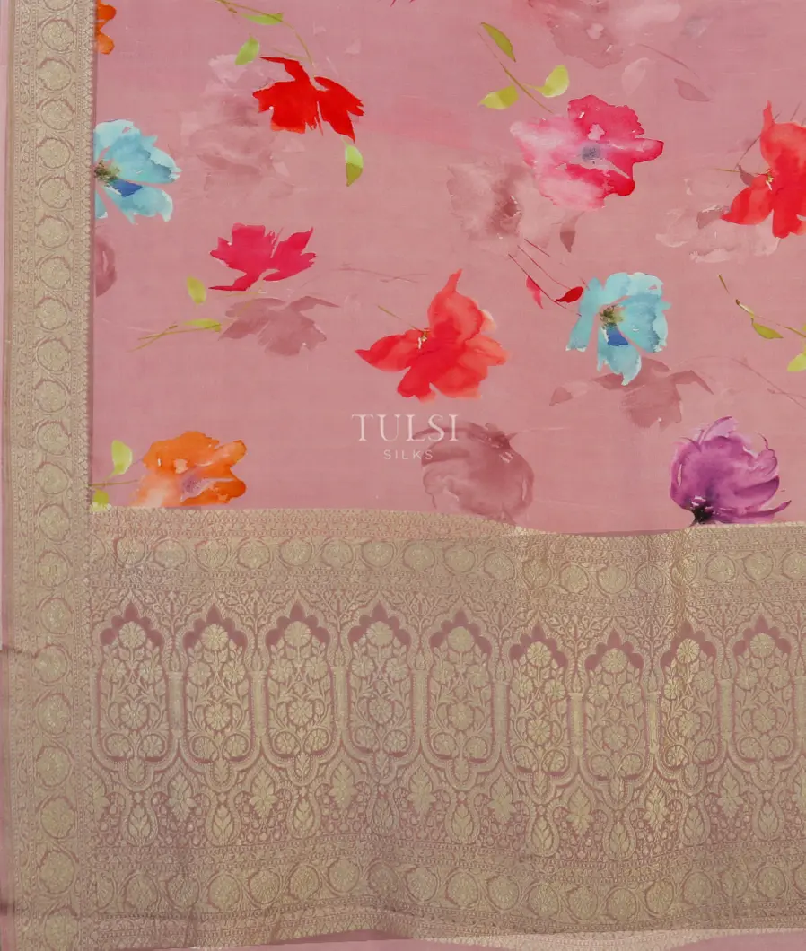 Pink Georgette Silk Saree T4304194