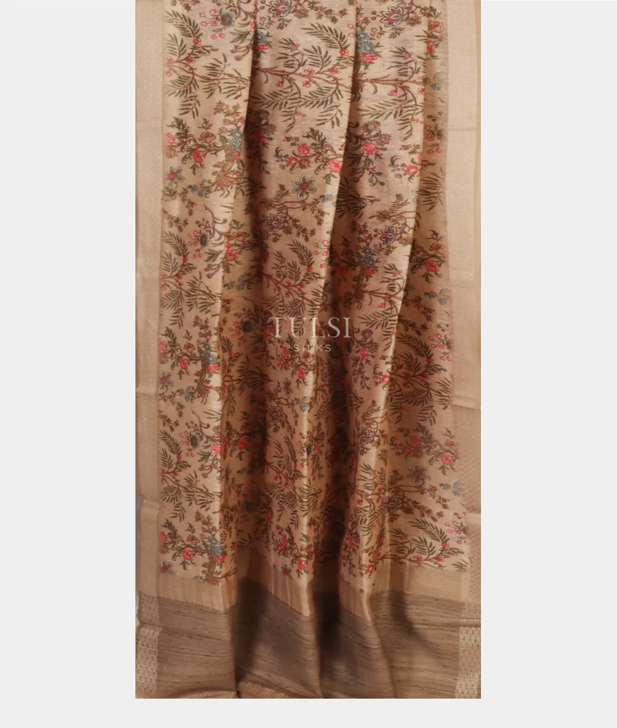 Beige  Linen Printed Saree  T4645242