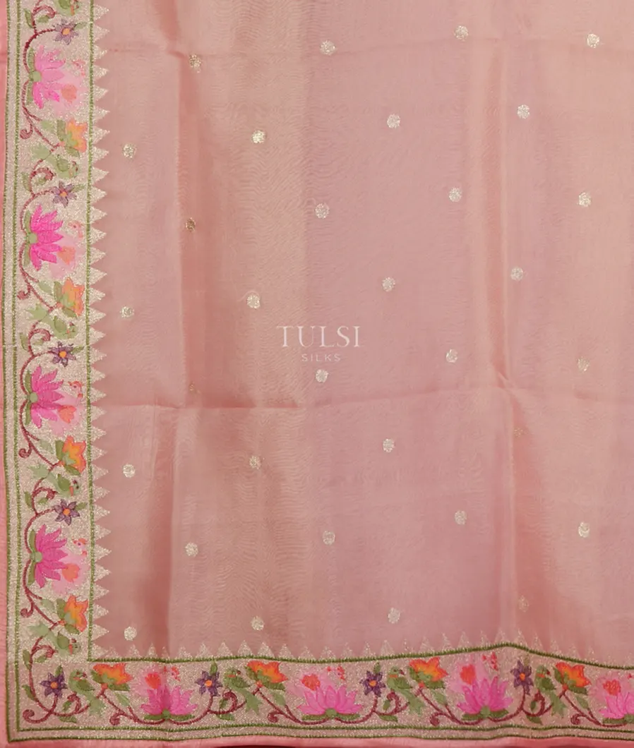Pink Kora Organza Embroidery Saree T4775454