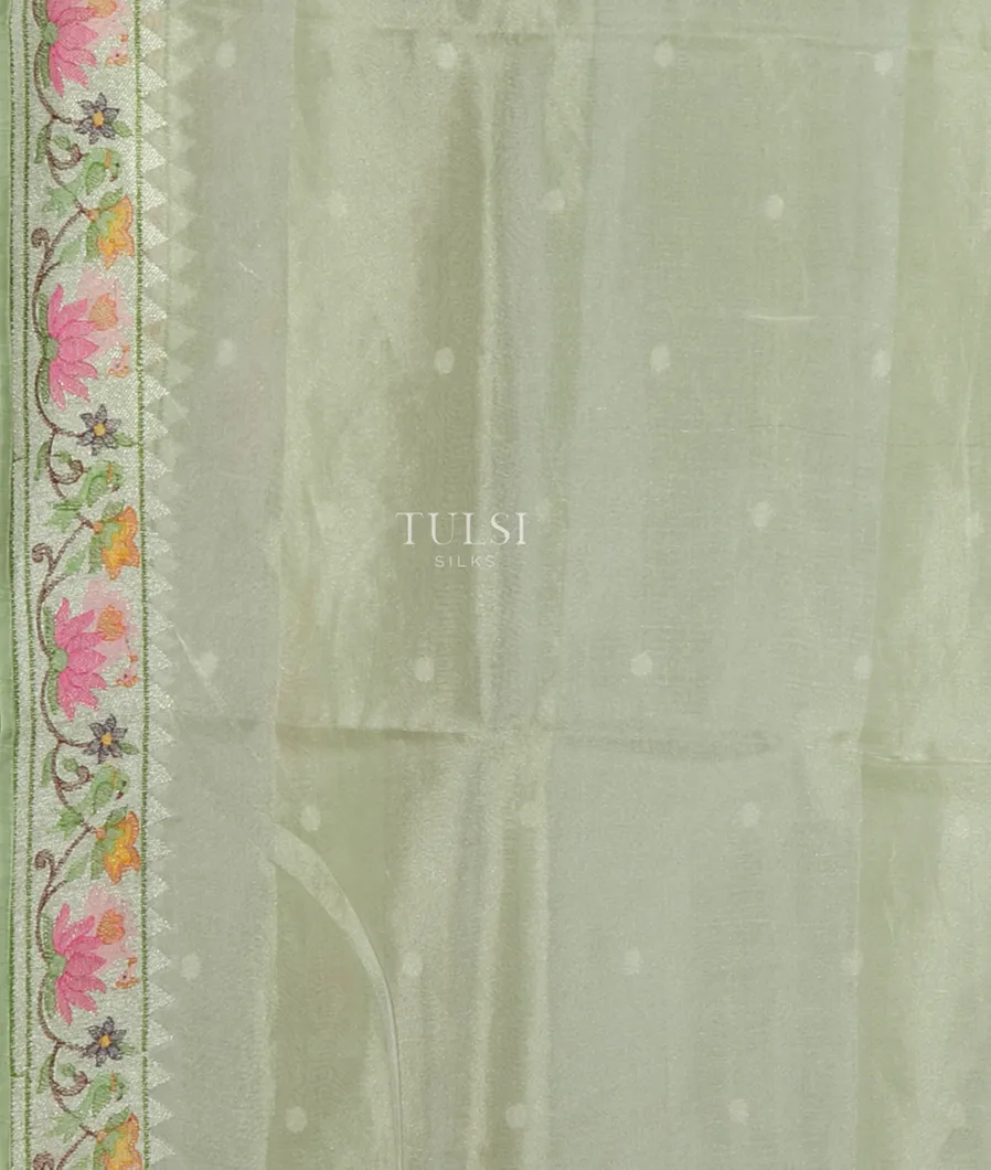 Green Kora Organza Embroidery Saree T4775463