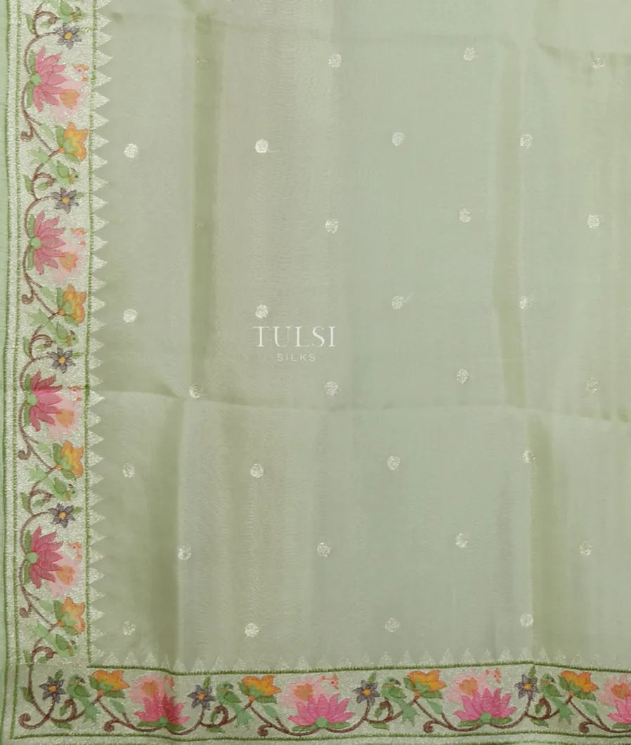 Green Kora Organza Embroidery Saree T4775464