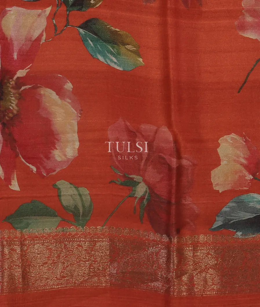 Red Banaras Tussar Georgette Saree T4788093